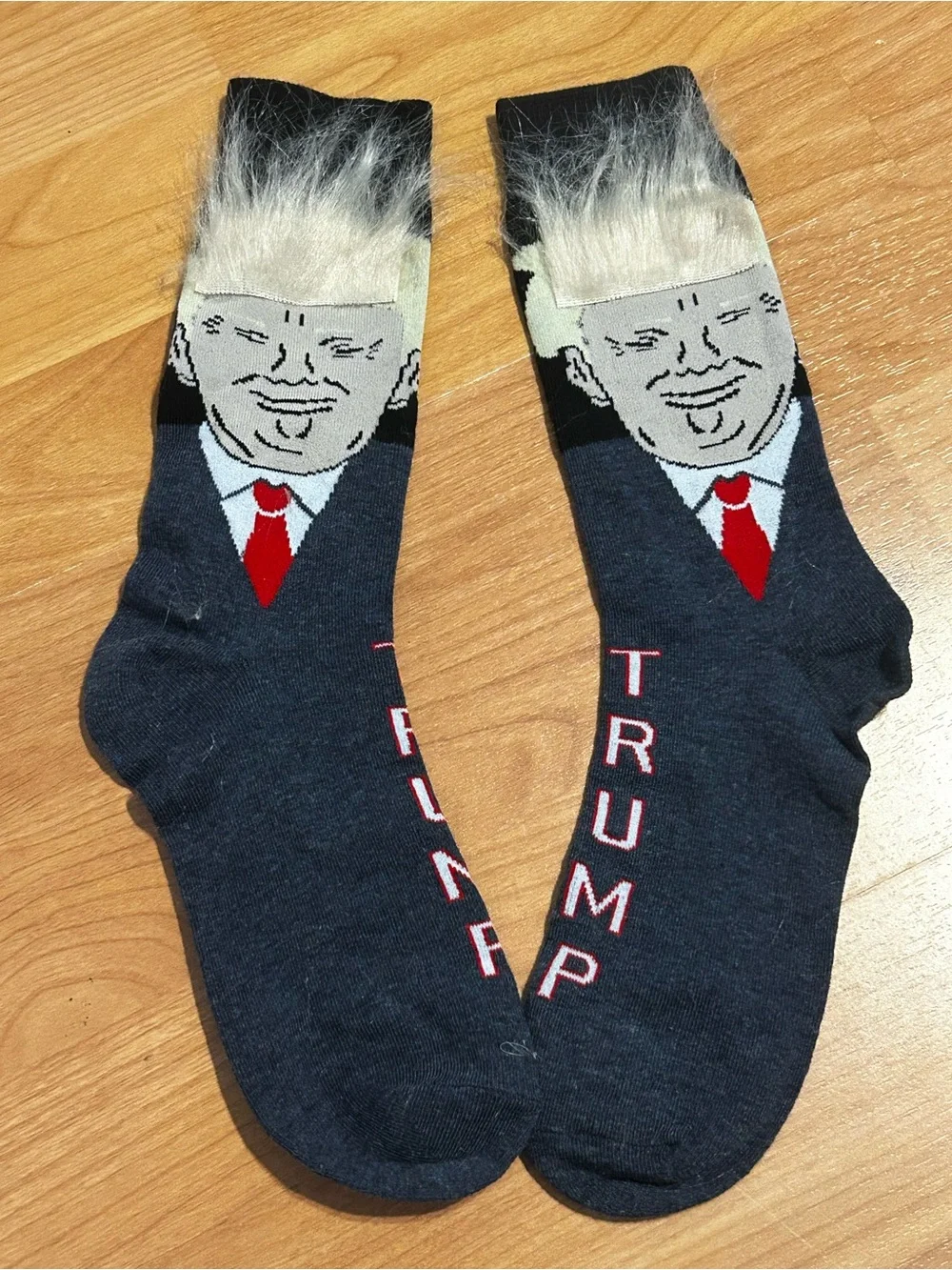 NEW Funny President Donald Trump Unisex Gray Socks with White hair Humorous
